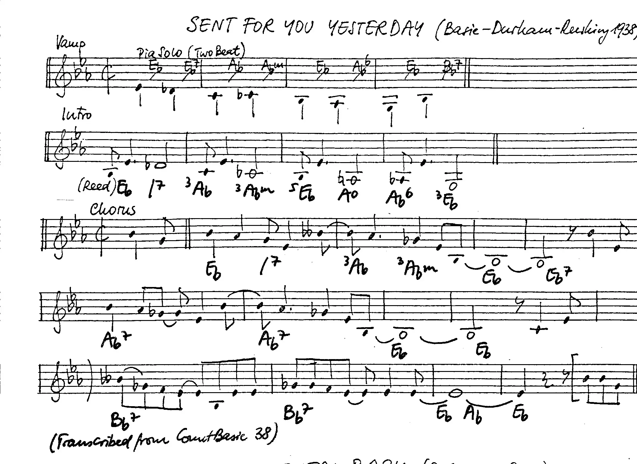 sent for you yesterday partition gratuite - Offerte par The Jungle Jazz Band